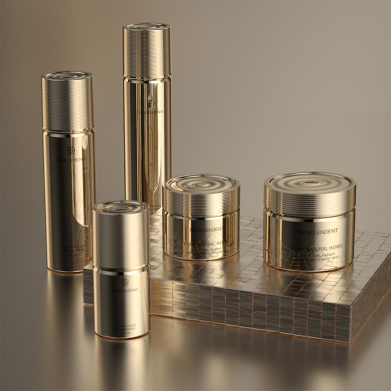 Electroplated golden cosmetic bottle