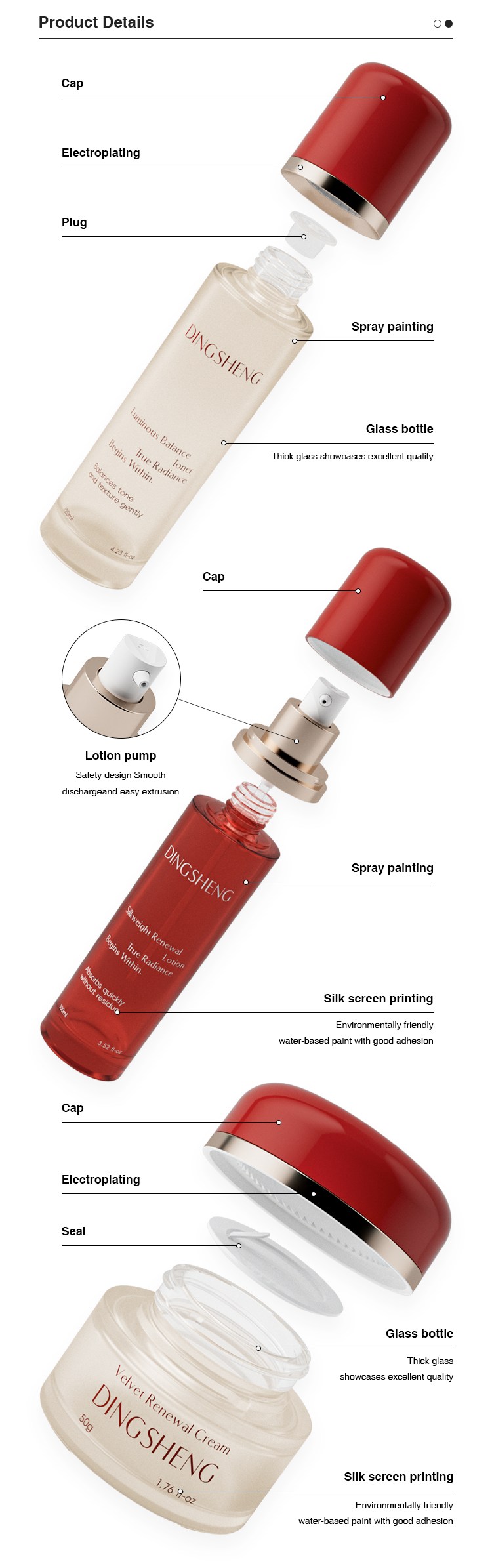 Tone Cosmetic glass bottles