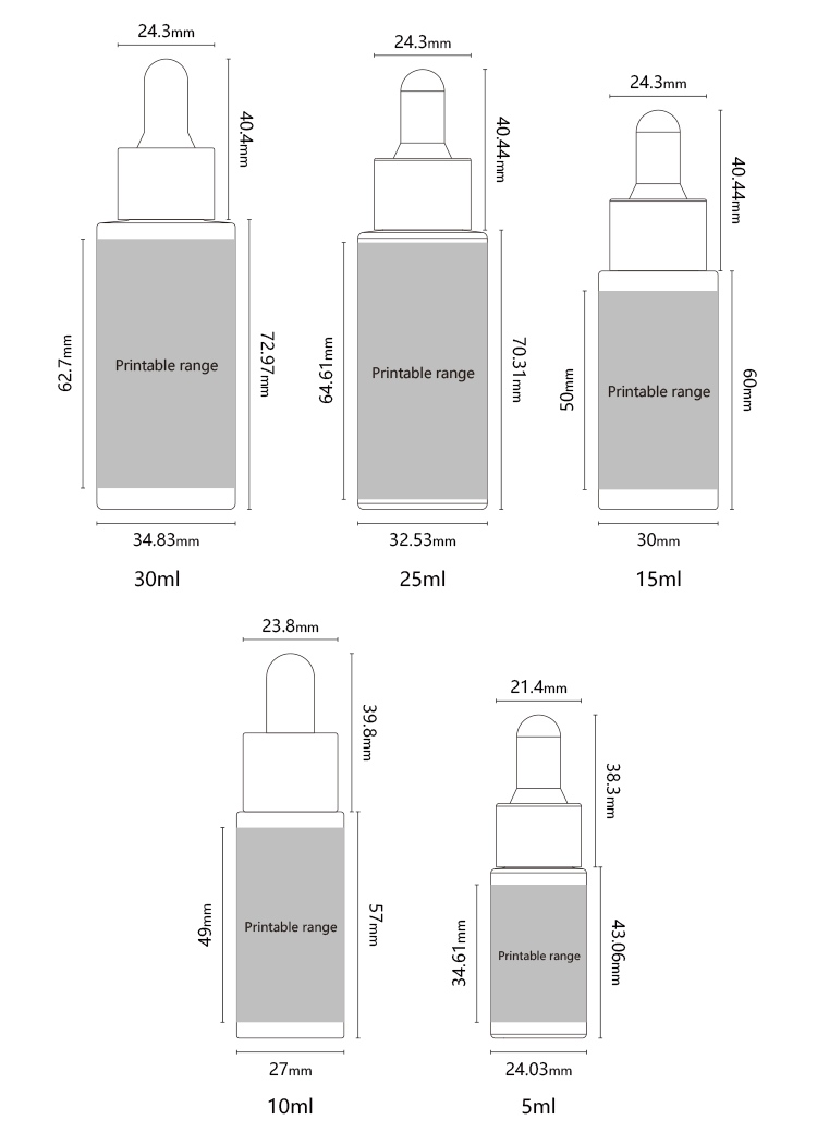 Professional glass packaging for facial oils.