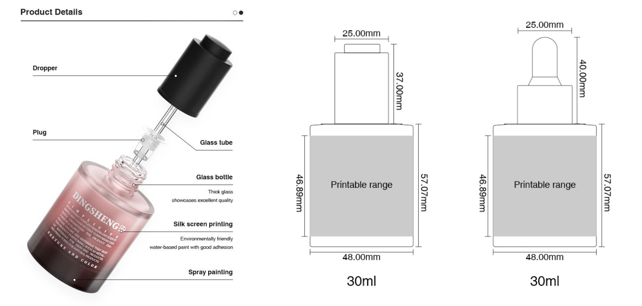 Cosmetic Serum Glass Dropper Bottle