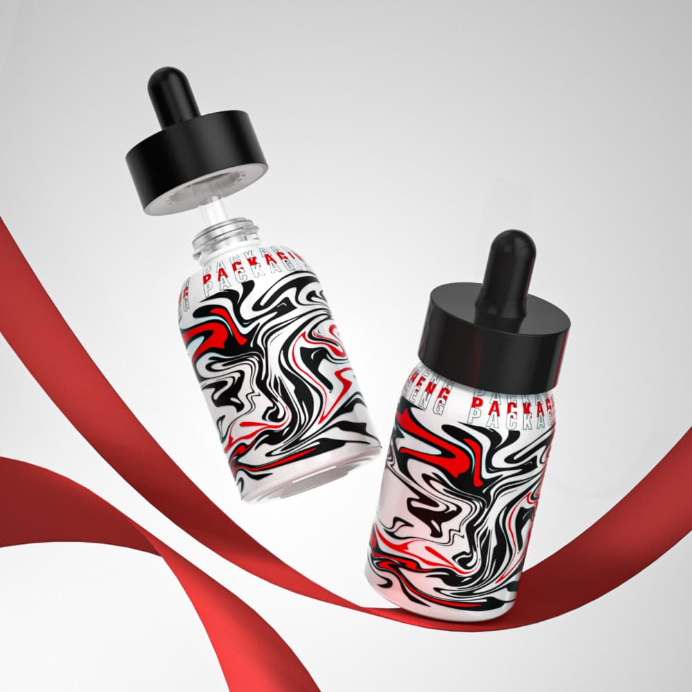 Luxury thick base frosted glass serum bottle with customized white outer cap