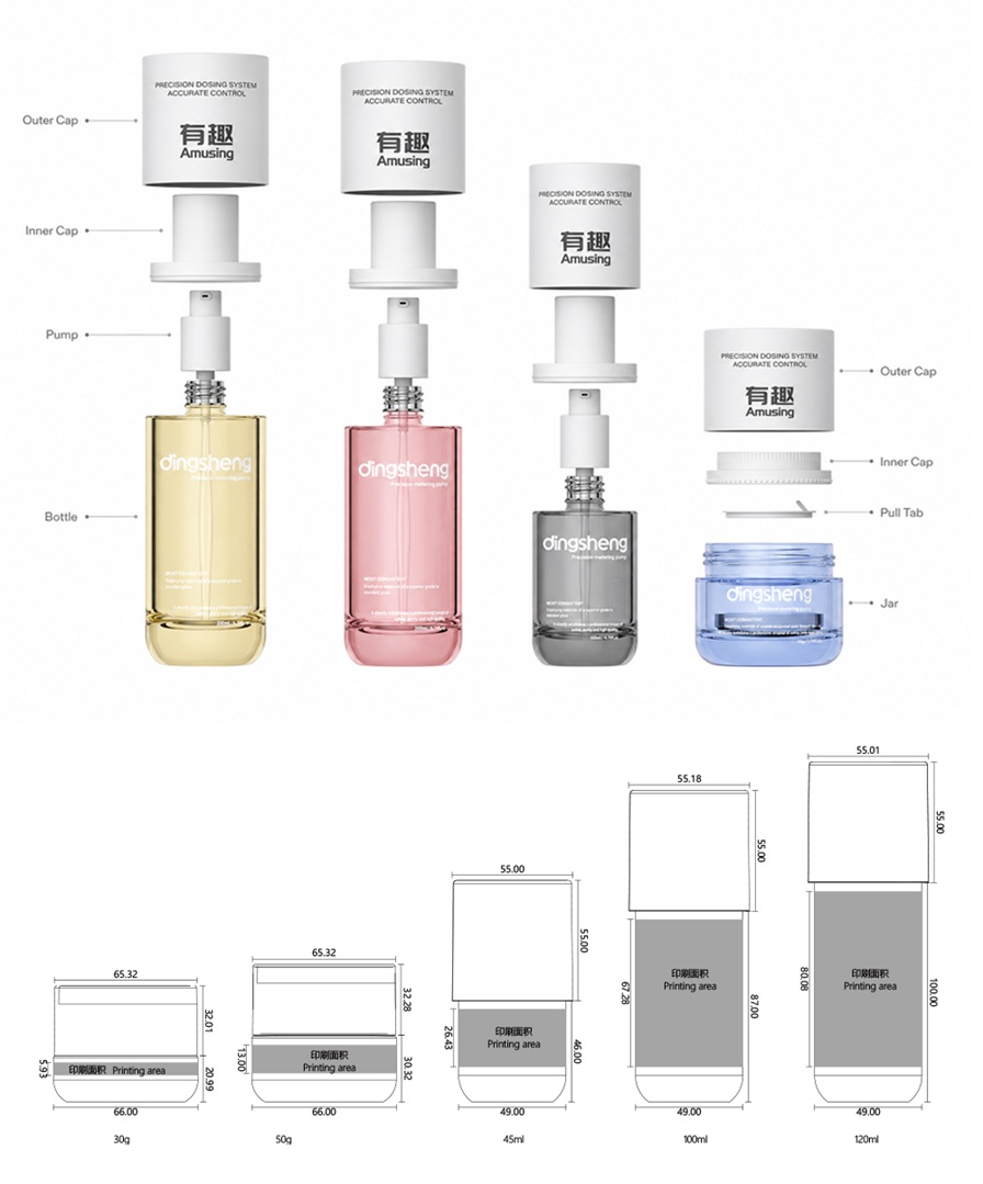 Premium Glass Serum Pump Bottle Set