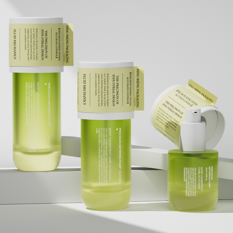 Luxury Green Frosted Glass Skincare Jar Set