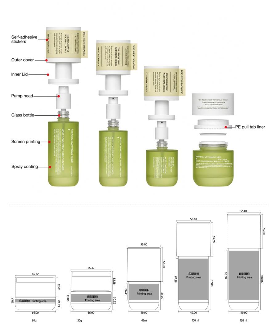 Custom Screen Printed Glass Cosmetic Skincare Bottles