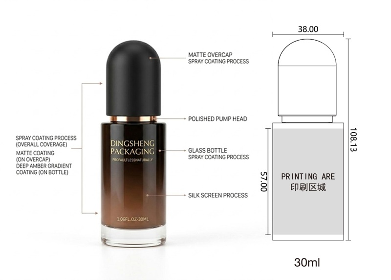 Empty Gradient Glass Liquid Foundation Bottle