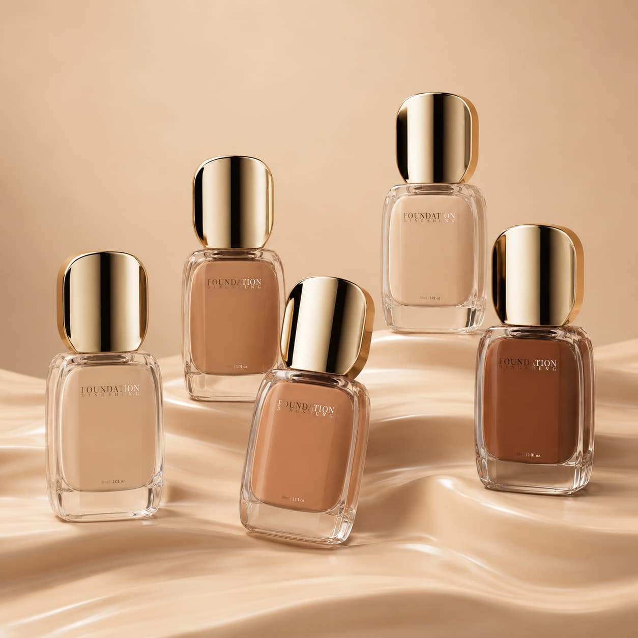 30ml premium square clear glass liquid foundation pump bottle with gold cap