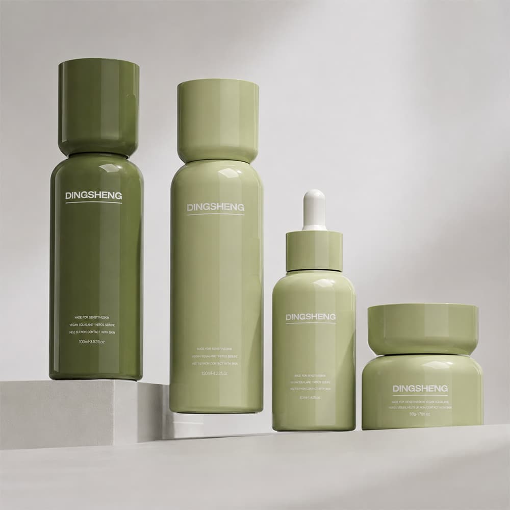 Eco-friendly style double-wall green glass beauty containers