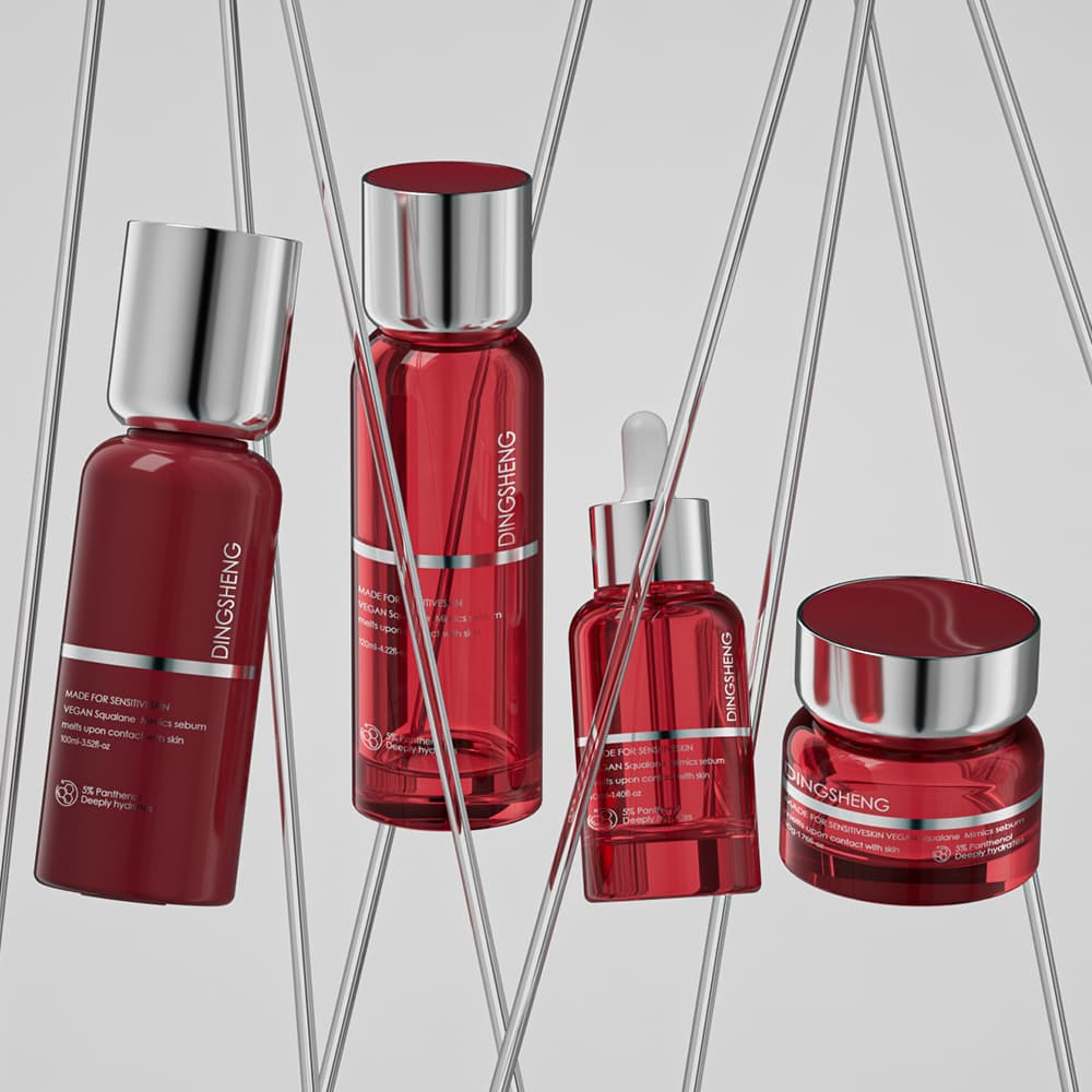 Crimson Red Skincare Packaging Collection
