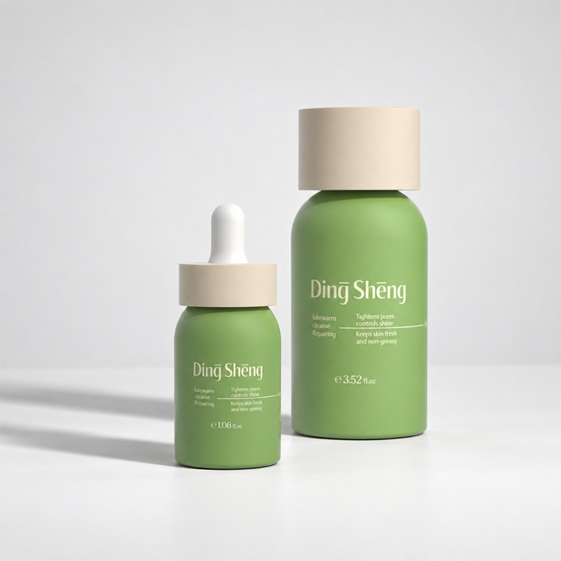 Empty Green Glass Cosmetic Containers