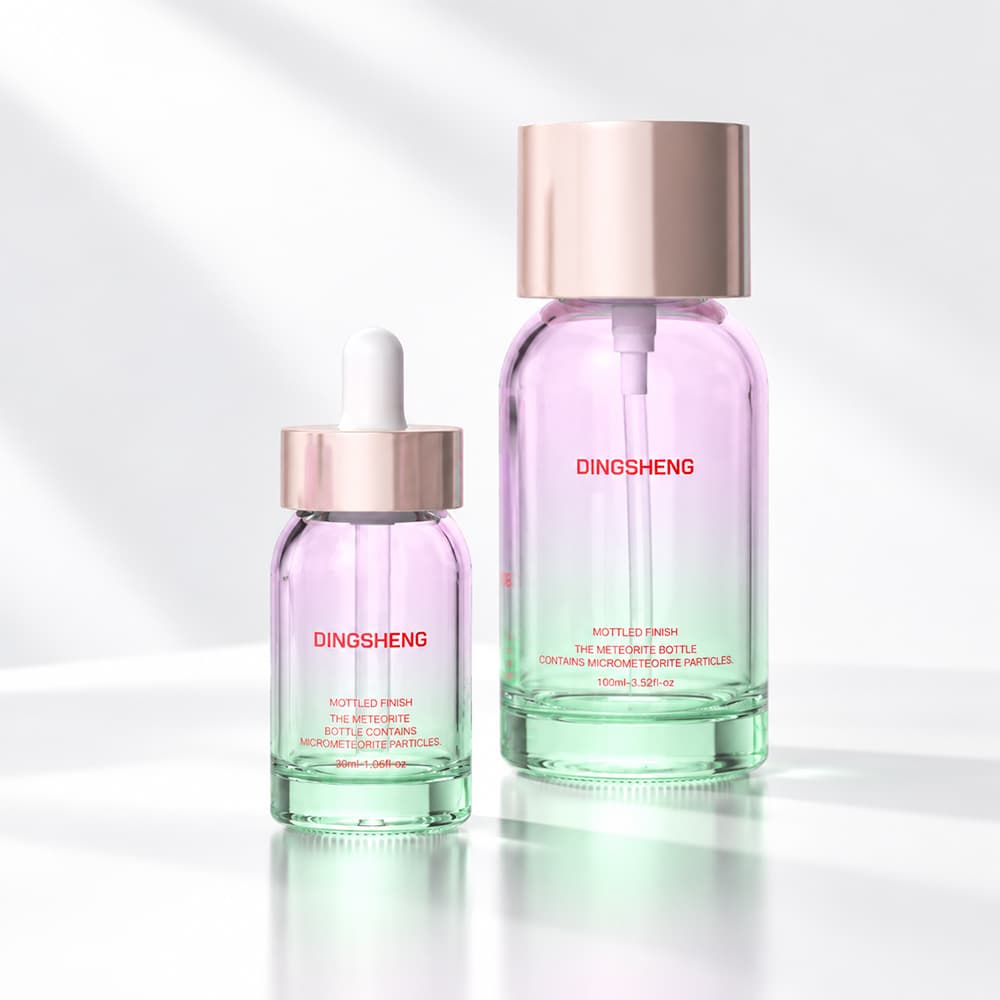 Pastel Gradient Skincare Bottles with Rose Gold Caps Pastel Gradient Skincare Bottles with Rose Gold Caps