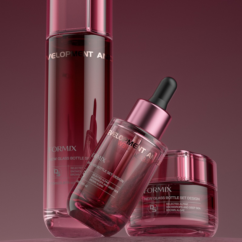 Translucent Crimson Cosmetic Packaging Set Translucent Crimson Cosmetic Packaging Set
